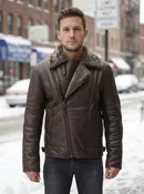 B3 Bomber Brown Real Shearling Leather Jacket for Men