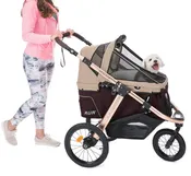 ♻️ Factory Refurnished - HPZ™ PET ROVER RUN Performance Jogging Sports Stroller for Small/Medium Dogs, Cats and Pets (Taupe)