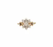 0.29ctw Diamond Vintage Style Two Tone Flower Ring in 14K