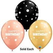 11" Happy Birthday Big & Little Dots Latex Balloon