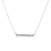 14K White Gold Bezel Bar Diamond Necklace