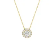 0.60cttw Lab-Grown Round Diamond Halo Pendant Necklace