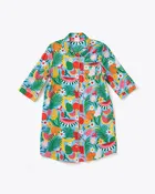 3/4 Sleeve Leisure Dress - Blue Tutti Frutti