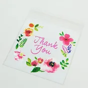 100 Clear and White PVC Cookie Favor Bags With "Thank You" Floral Print
