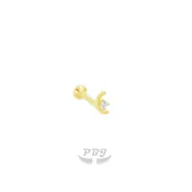 14K Gold- 18g/16g Crescent Moon w/ 1CZ Labret