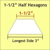 1 1/2" Half Hexagons Large Pack (300 pieces) | Paper Pieces