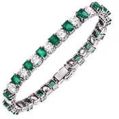 11.12 Carat Platinum Diamond and Emerald Bracelet- V54774