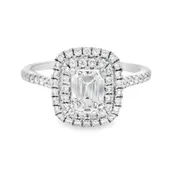 1.09 ct tw Emerald Cut Double in 14K White Gold Halo Engagement Ring
