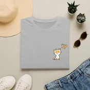 Cute Ginger Cat & Butterfly T-Shirt — Small Chest Graphic Cat Lover Tee