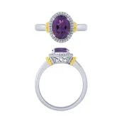 14K Amethyst And Diamond Halo Ring