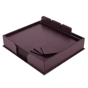 10 Seat Chocolate Brown Leatherette Conference Room Set w/ Square Coasters, 17 x 14 Size Pads