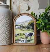 Arch Top Vintage Print on Wood – Dairy