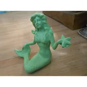Beach Decor Cast Iron Mermaid with Starfish — Candy's Cottage