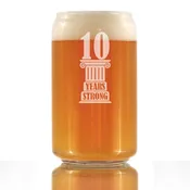 10 Years Strong Engraved Beer Can Glass Gifts 10th Anniversary Party Decor Beer Can Shaped Pint Glass - 16oz