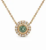 Bezel Set Alexandrite Pendant with a Diamond Halo in Yellow gold (230-01377)