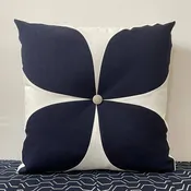 Sunbrella Flower Pillow in Navy/Flax