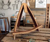 Barrel Stave Table Easel – Reclaimed Wine or Whiskey Oak Display Stand