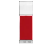 Configurable Acoustic Cubicle Partition Electric Hush Panel 2' x 6' Red Fabric Clear Fluted Window w/ Electric Channel