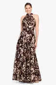 "Alara" Metallic Halter Neck Dress