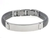 316L Stainless Steel Mesh Chain and Flat Plate Center Bangle Bracelet