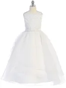 Embroidered Applique & Organza Communion Dress