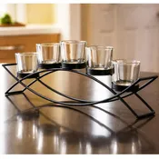 5-Cup Arch Candle Holder Centerpiece, Black with Clear Cups