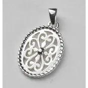 Beaded Oval Heart Scroll Pendant