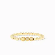 6mm Beaded Ball Stretch Bracelet with Triple Pavé
