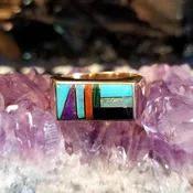 14K Gold Rectangular Inlay Ring by Steve Francisco GJ-RNG-0149 Size 11