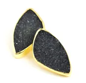 Modern Druzy Earrings in Onyx