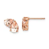 14K Rose Gold Morganite &amp;amp; Diamond Earrings