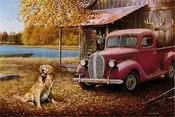 A Golden Autumn By Larry Chandler Dog Retriever Print SN  23.5 x 16