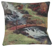 A Bridged Brook Tapestry Cushion Cover 16×16 Inch Scenic Landscape Decorative Throw Pillow
