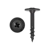 100 Pieces #8 x 1" Deep / Coarse Thread Drawer Front Adjustment Screws, Phillips Washer Head, Type 17 Point, Black Phosphate