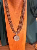 10 Strand Heishi Shell Necklace with 1948 Mexican Peso Vintage Coin by Dennis Hogan