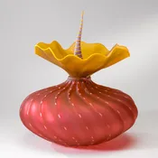 Bobtanical Urchin Art Glass - Ruby, Iris Gold and Purple