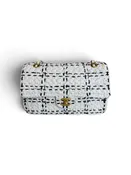 Chanel Raffia Effect Medium Tweedy Flap Bag Black White
