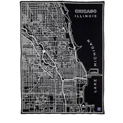 Chicago Map Wool Throw: Chicago