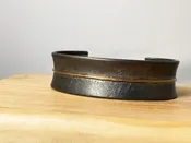 CUSTOM OXIDIZED STERLNG SILVER AND YELLOW GOLD CUFF BRACELET — Owen Jewelry Design