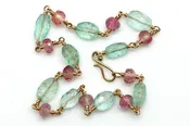 Bracelet - 18k gold, Emerald, Pink Tourmaline