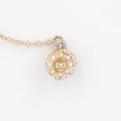 Single Pearl Greek Letter 10K Chapter Guard with Chain — Fourteen Karat Plus, Inc.