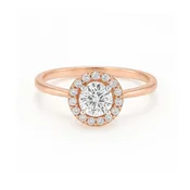 14K Rose Gold 0.40CT Round Diamond Halo Engagement Ring