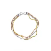 3 Row Three Tone Gold Bracelet