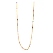 18K Gold Bar & Multi-Color Bead Station Necklace