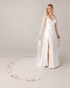 Blush Floral Embroidered Cathedral Veil | Sira D’ Pion |