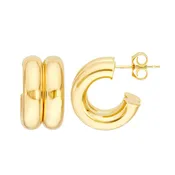 15mm Chunky Double Huggie Earrings