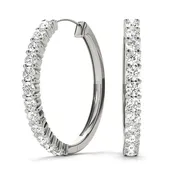 0.72ct Lab Diamond Shared Prong Hoop Earrings 14K White Gold