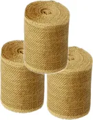 3 Pack Burlap Garland and Wreath Ribbon Wide 5" x 15 Yards Natural Jute 5 Inch 15-feet 3 Rolls, (Natural, 5Inch X 15yards) not Wired