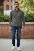 ALAN PAINE CAIRNS 1/4 ZIP SWEATER - CASK