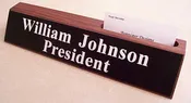 10" Walnut Desk Plate/Card Holder - Plastic Plate
